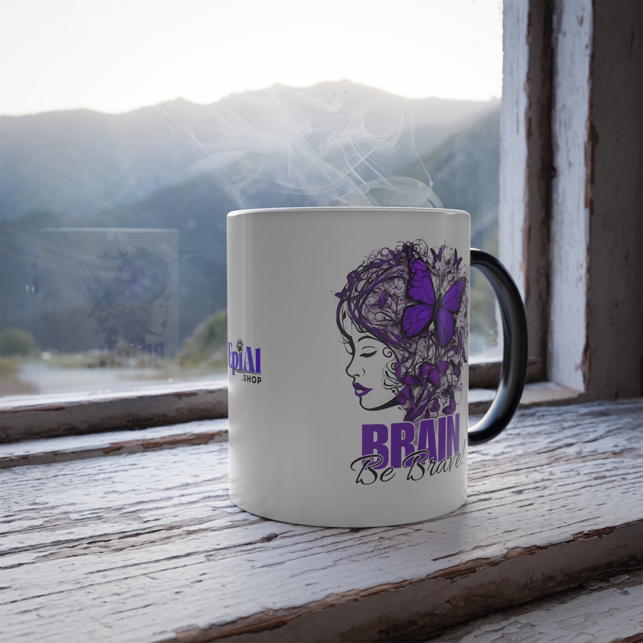 Photo depicting the ​Beautiful Brain Be Brave Color Morphing Mug, 11oz from EpiAl's Shop.
