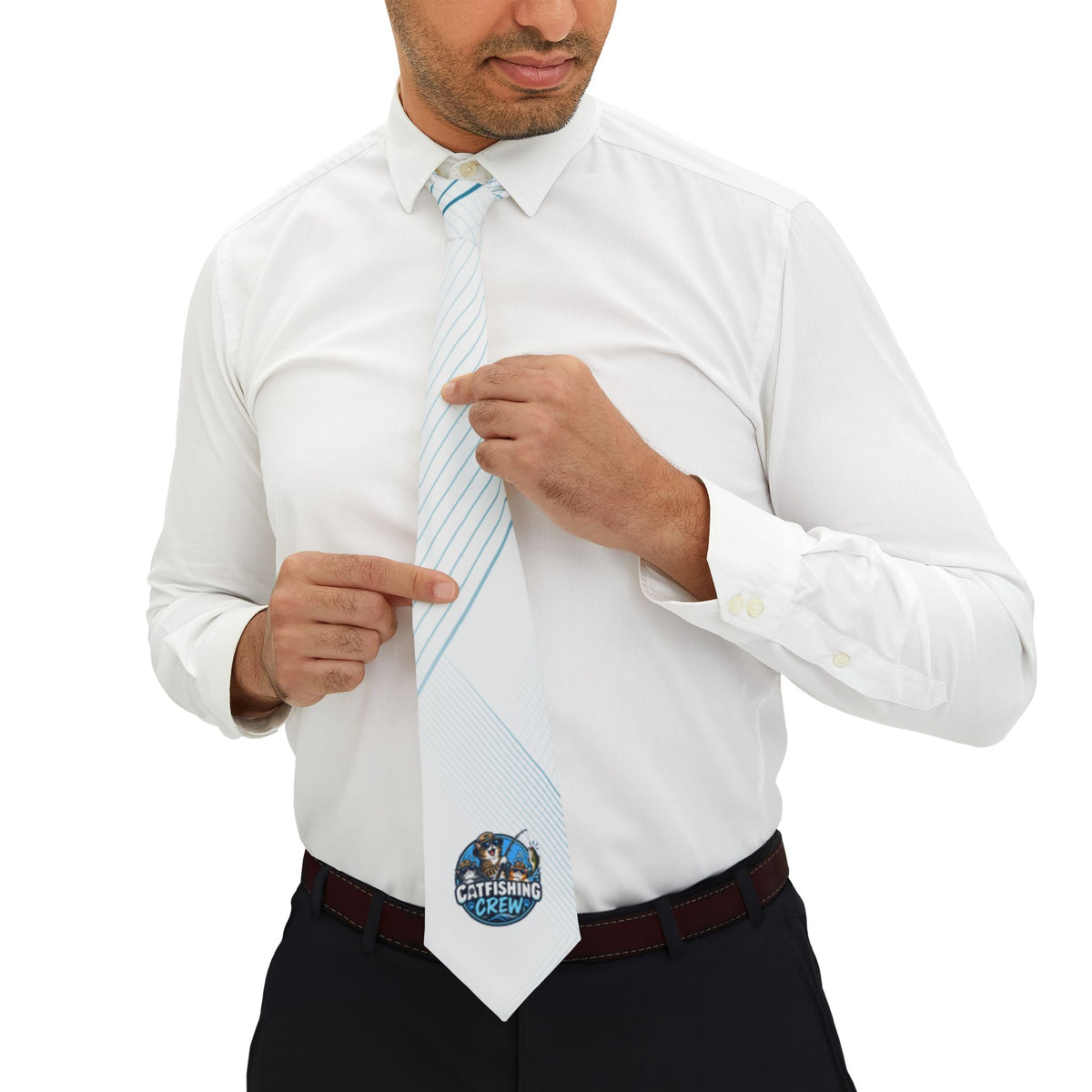 Catfishing Crew Necktie – Funny Cat Fishing Tie, Fisherman Gift, Cat Lover Fishing Necktie