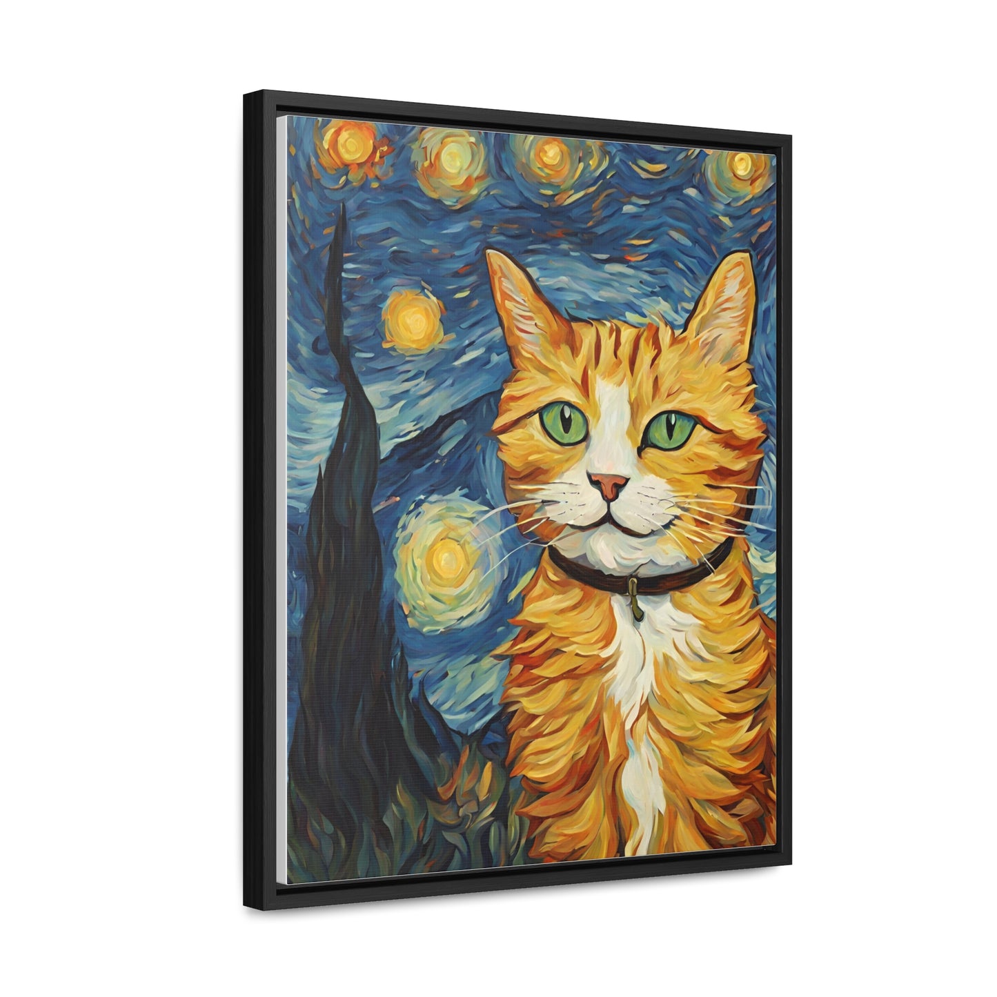 Van Gogh Style Cat Gallery Canvas Wraps, Vertical Frame