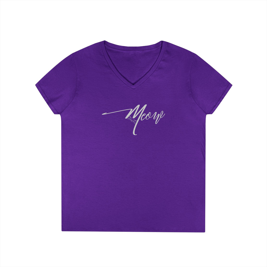 Stylish Meow Ladies' V-Neck T-Shirt, Cute Cat Lover Gift