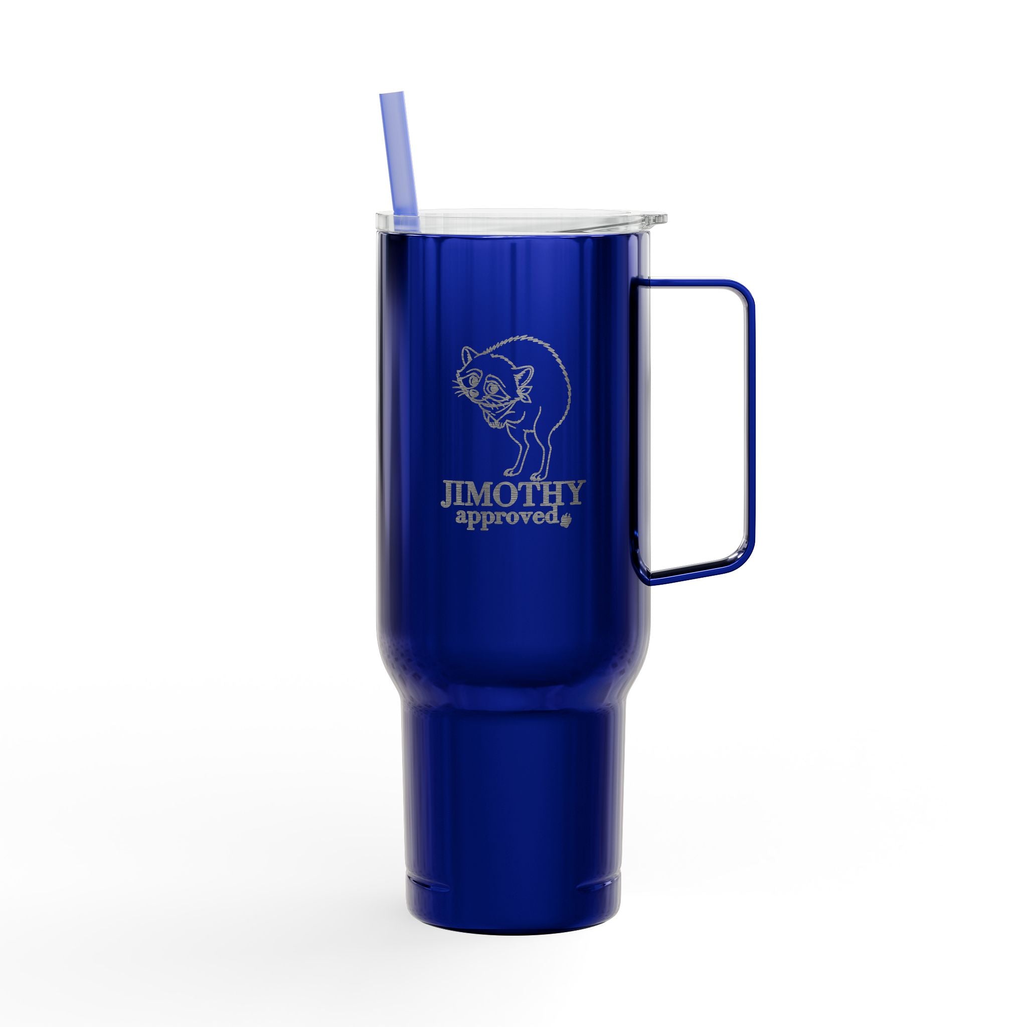 Jimothy Approved 40 oz Engraved Insulated Tumbler with Handle and Straw