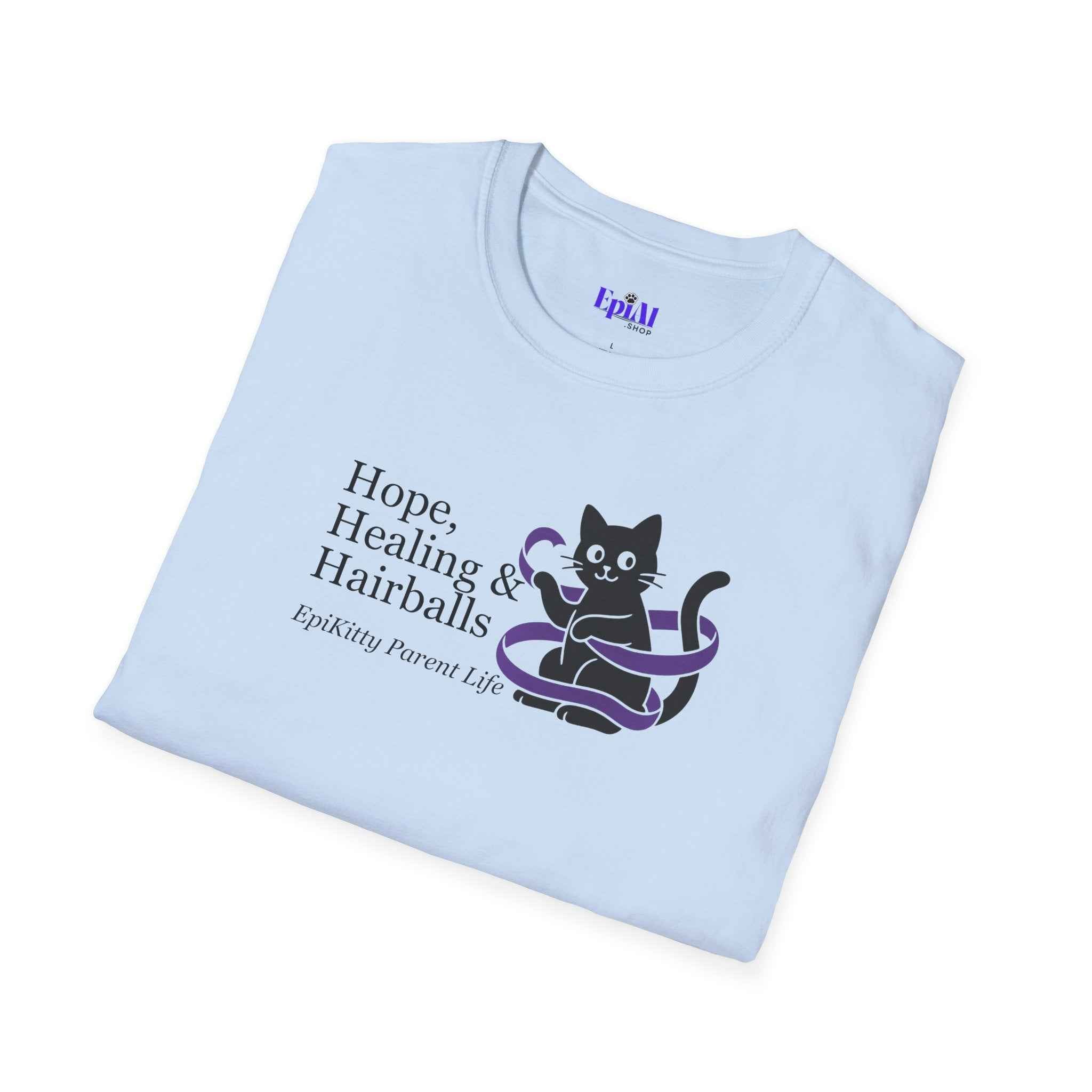 Hope, Healing & Hairballs Cat T-Shirt – Epikitty Parent Awareness Tee