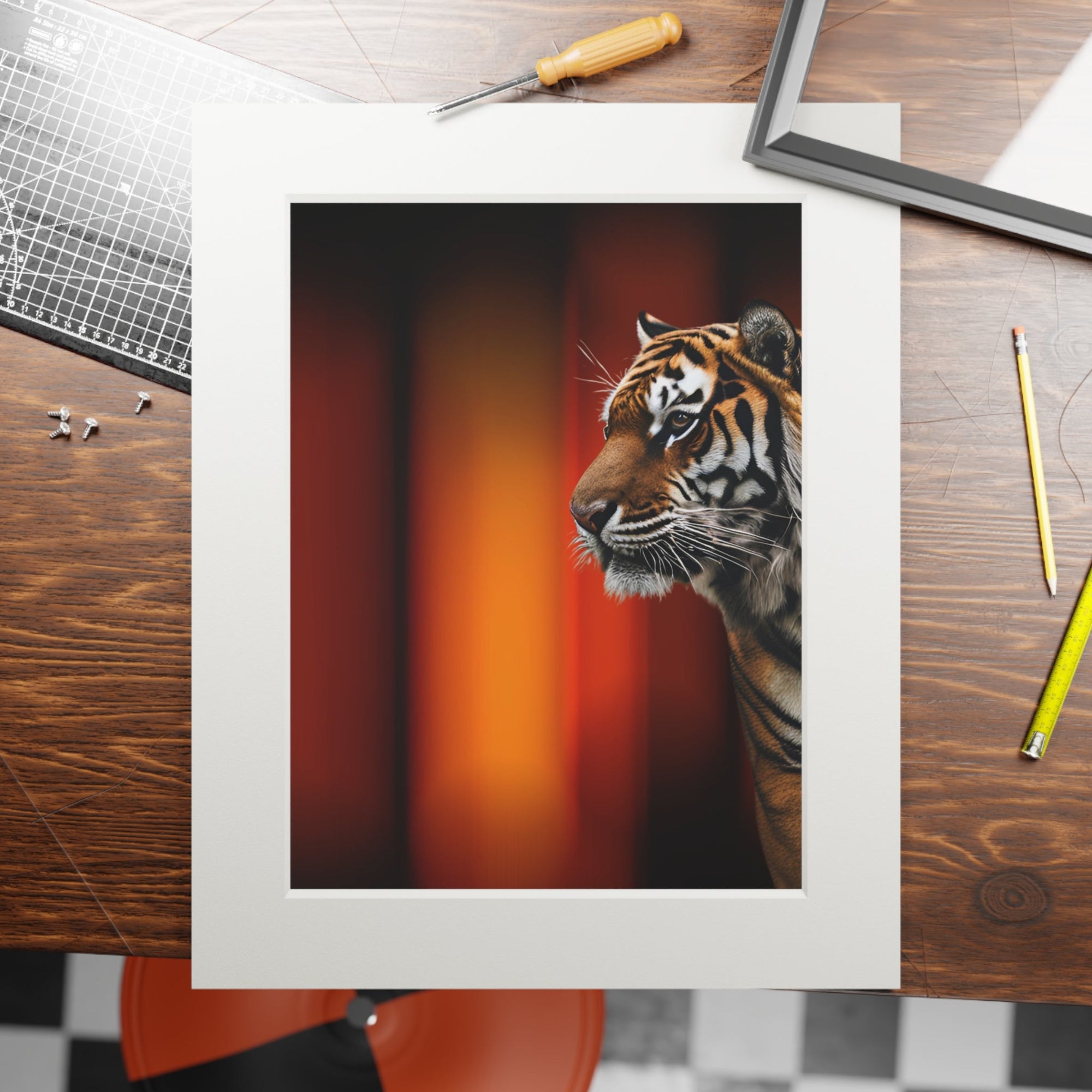 Beautiful Tiger Fine Art Print with Passepartout Frame Printify