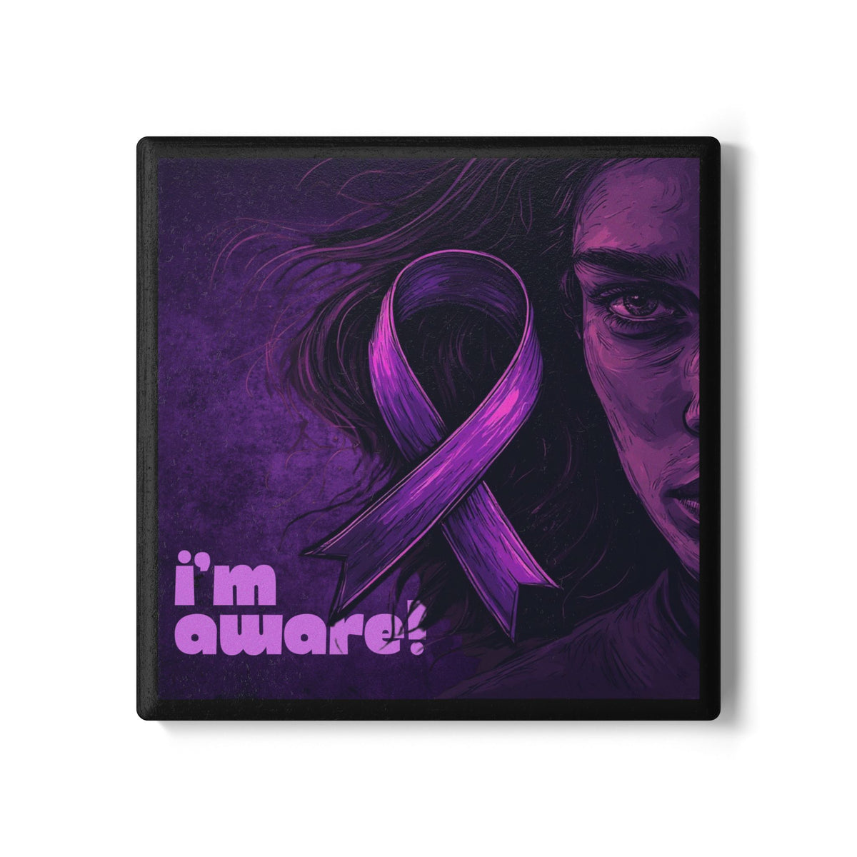 Epilepsy Awareness Ribbon Coaster Set, Inspirational Gift