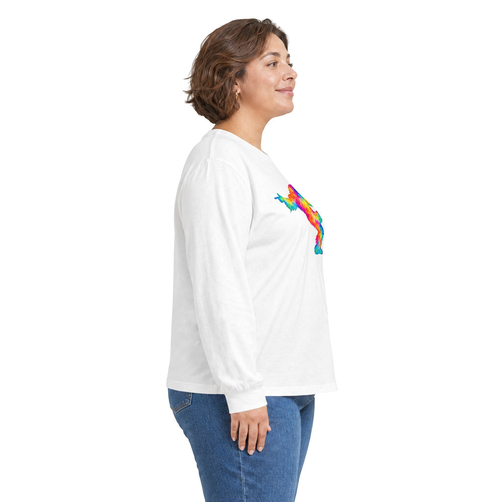 Rainbow Dancing Bigfoot Long Sleeve T-Shirt | Colorful Psychedelic Sasquatch Tee