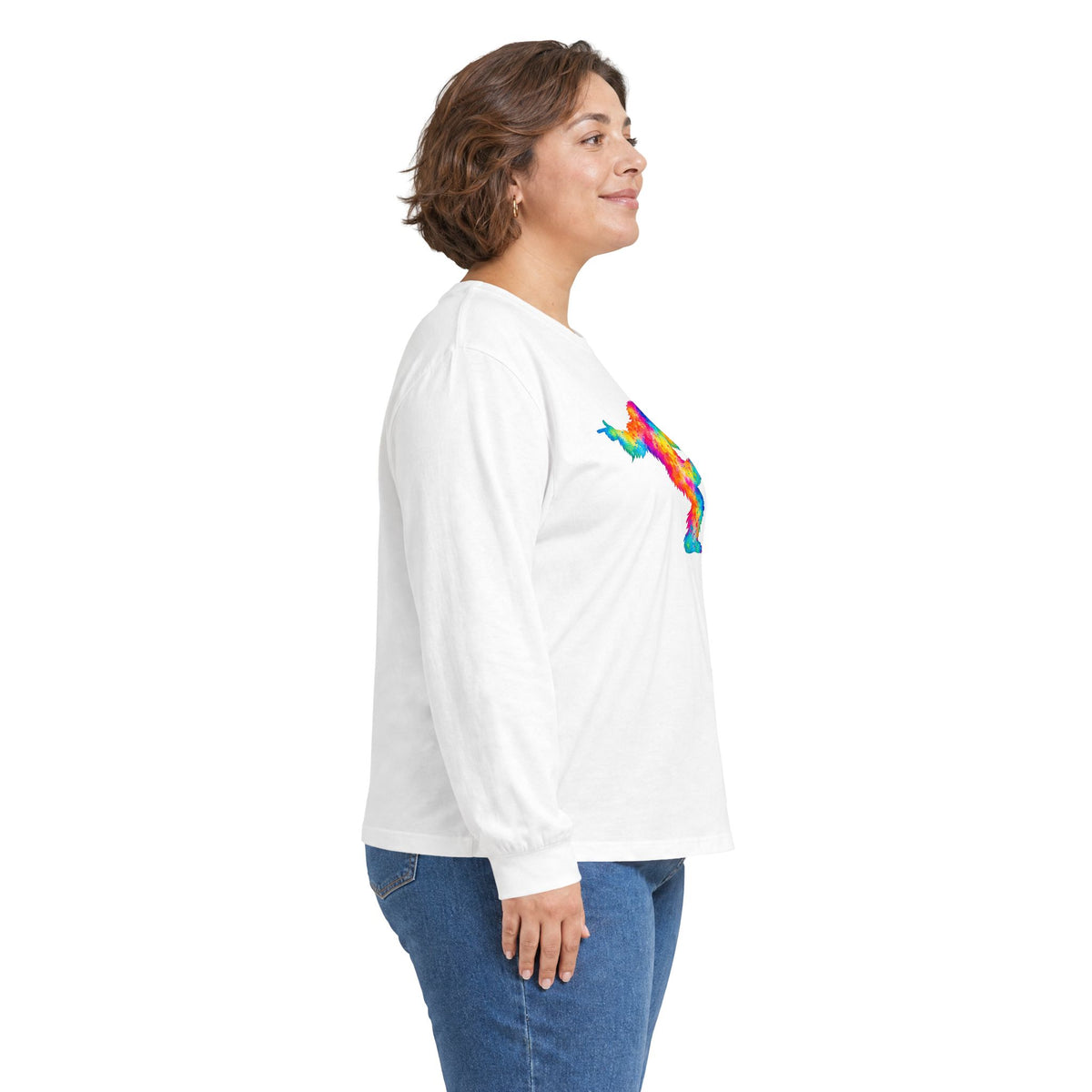 Rainbow Dancing Bigfoot Long Sleeve T-Shirt | Colorful Psychedelic Sasquatch Tee