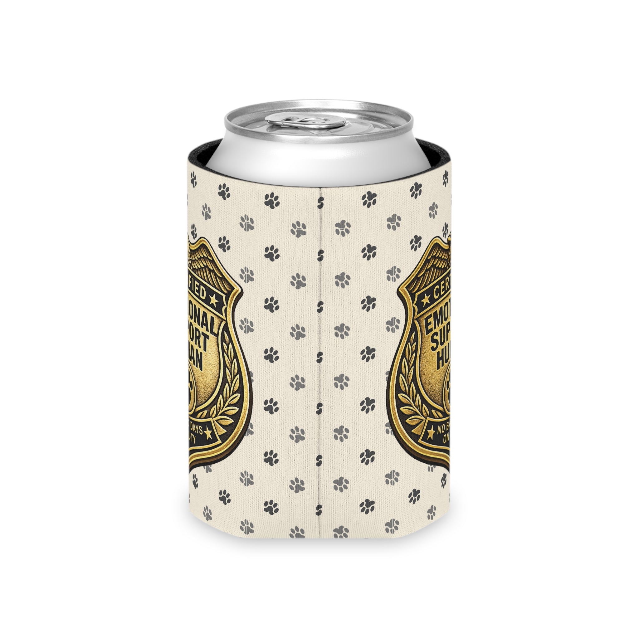 Certified Emotional Support Human Can Cooler | Funny Cat Lover Koozie