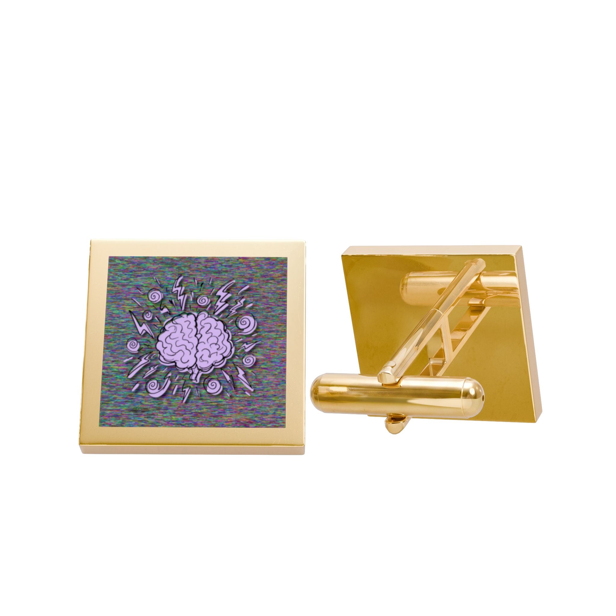 Static Mind Brain Cufflinks, Elegant Men's Dress Accessory