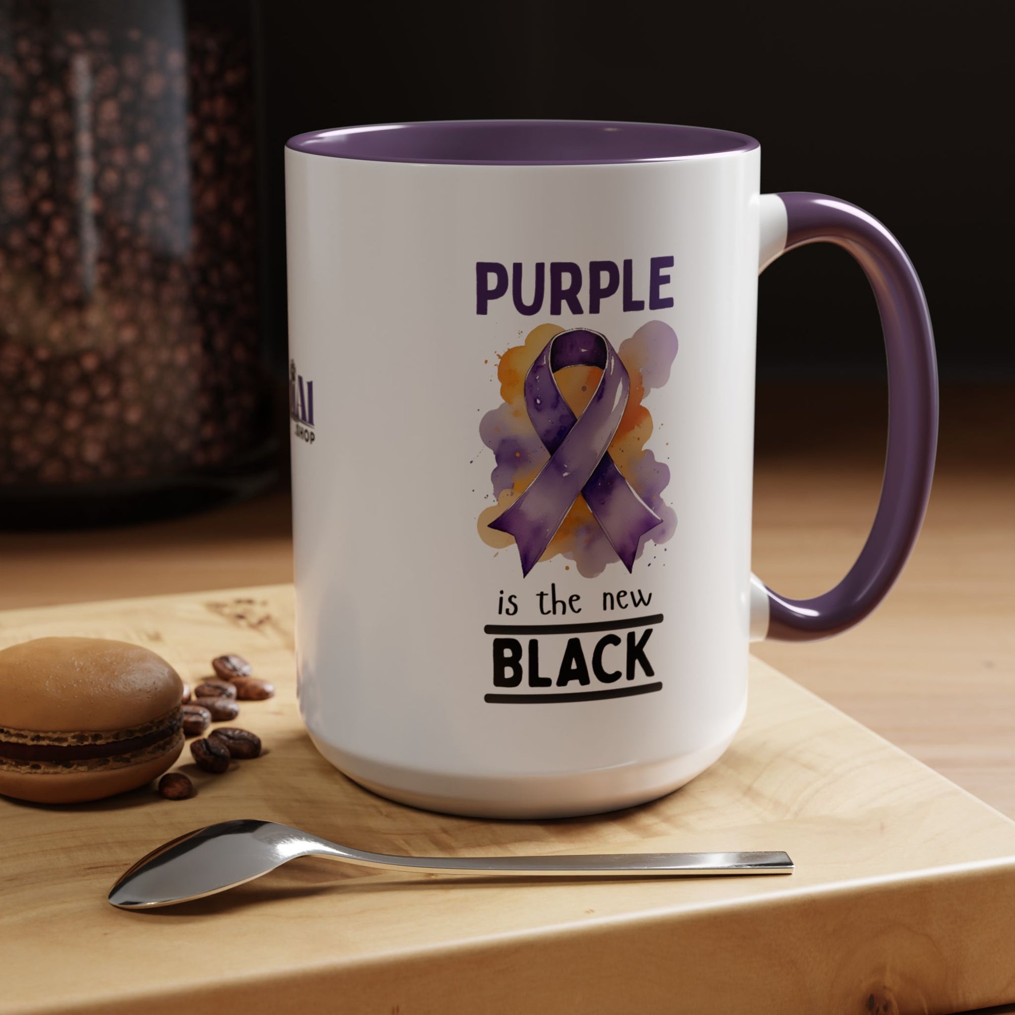 Purple Ribbon Accent Coffee Mug