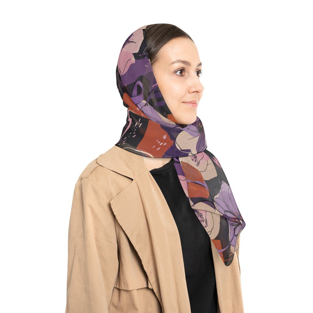 Epilepsy Awareness Floral Scarf | Purple Ribbon Square Scarf