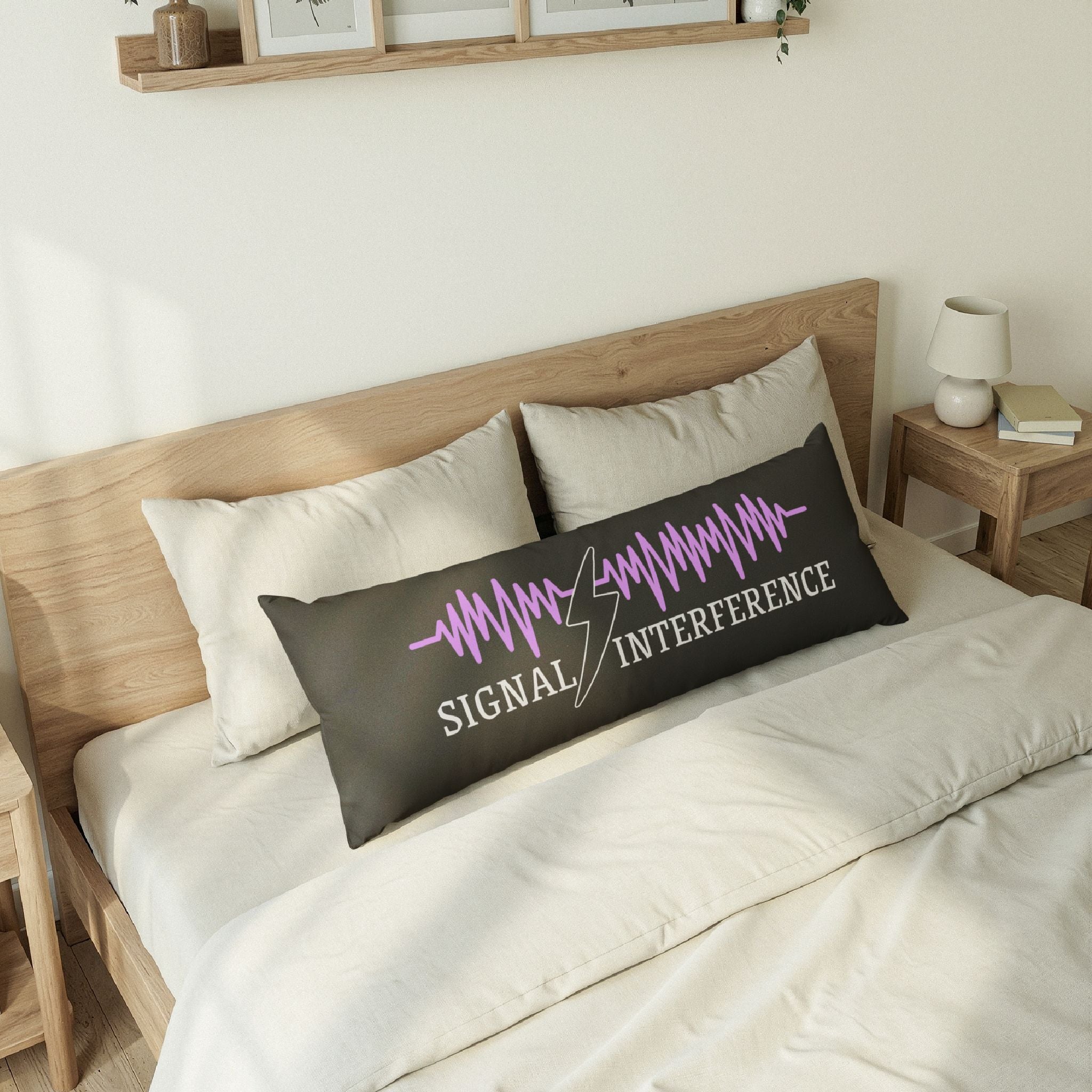 Signal Interference Body Pillow – Purple Waveform Design, 20” × 54” Long Pillow