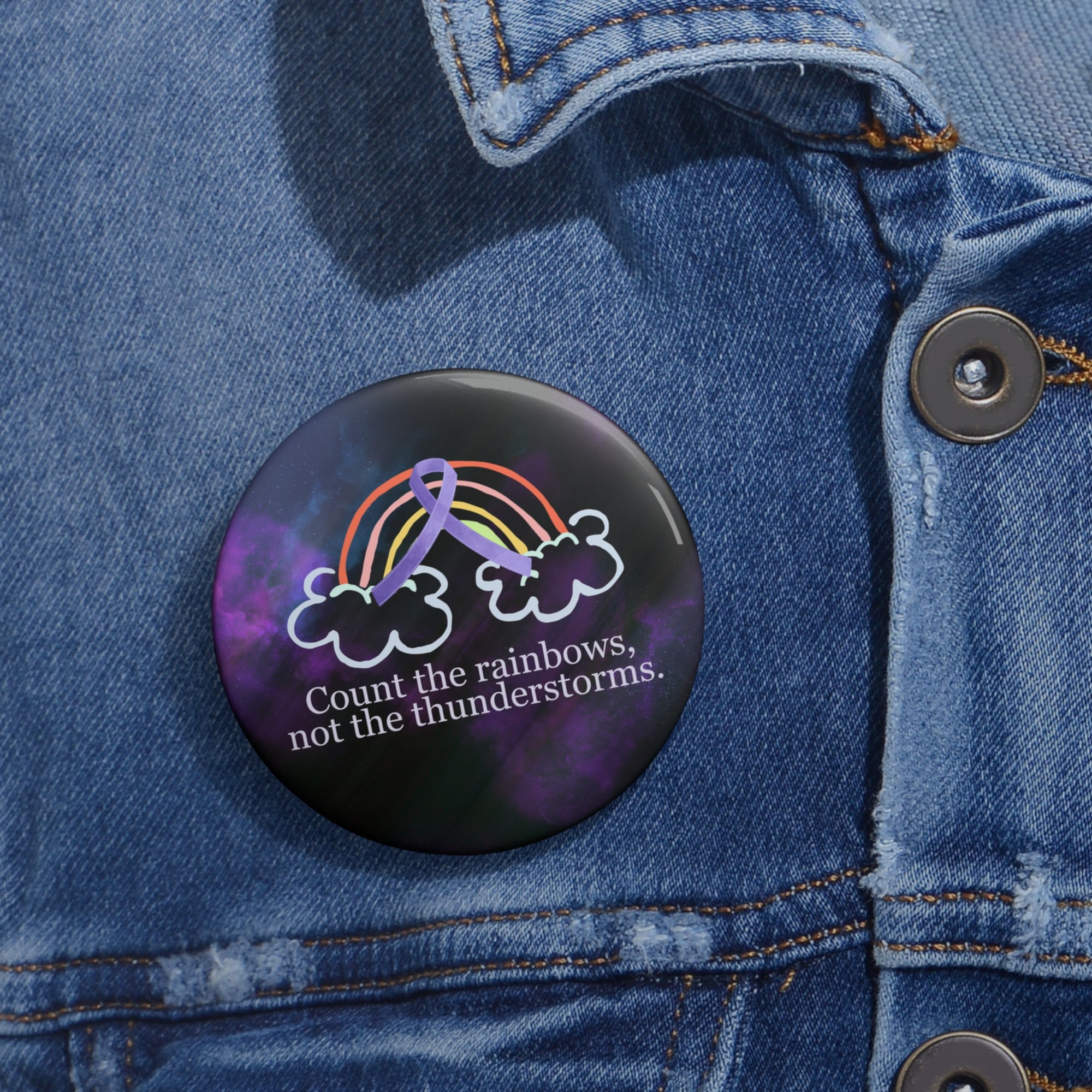 Epilepsy Awareness Pin Buttons - Count the Rainbows Design