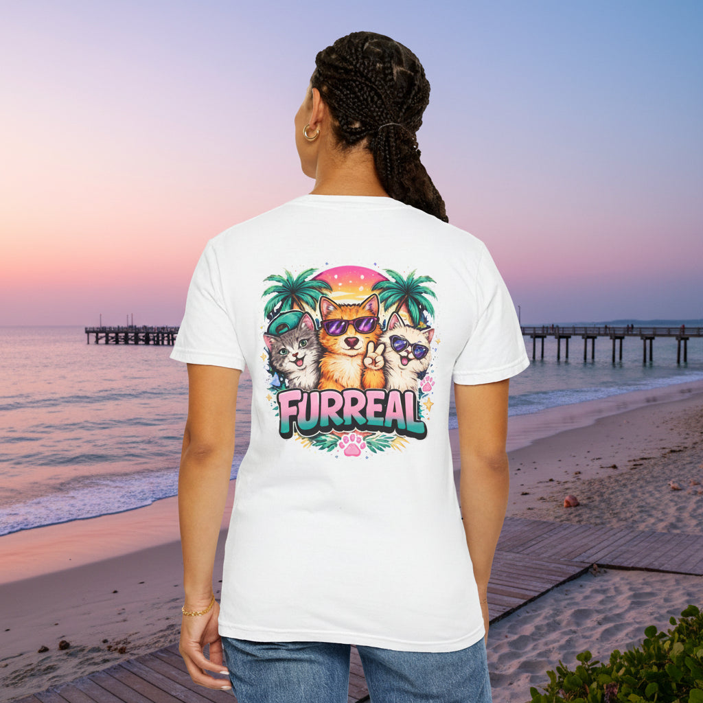 Furreal Cat Sunset Tee | Cool Cats, No Explanation Unisex T-Shirt