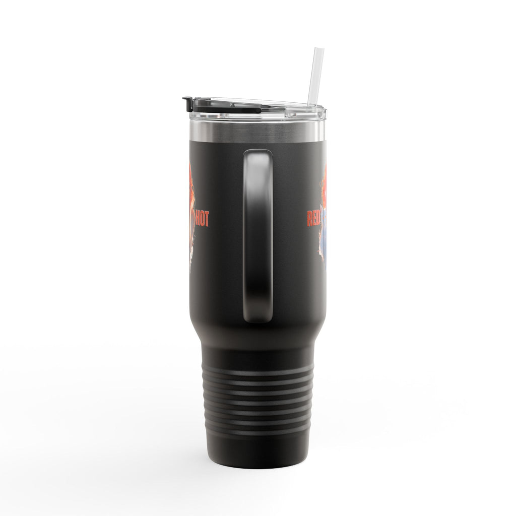 Insulated Travel Mug, Red Hot Vibes, 40oz Coffee Travel Tumbler for Cat Lovers