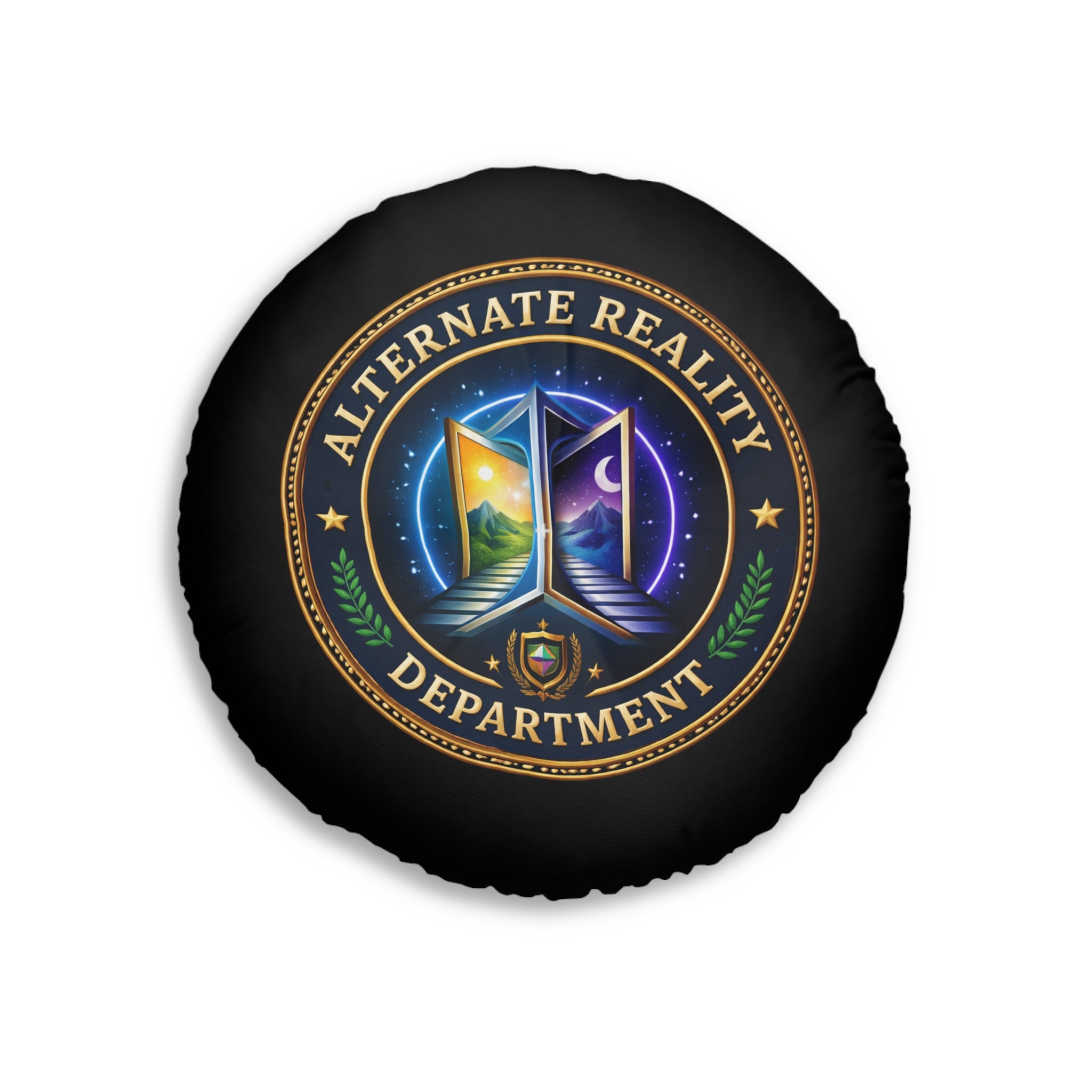 Alternate Reality Department Round Floor Pillow – Political Satire Statement Cushion (26” or 30”)