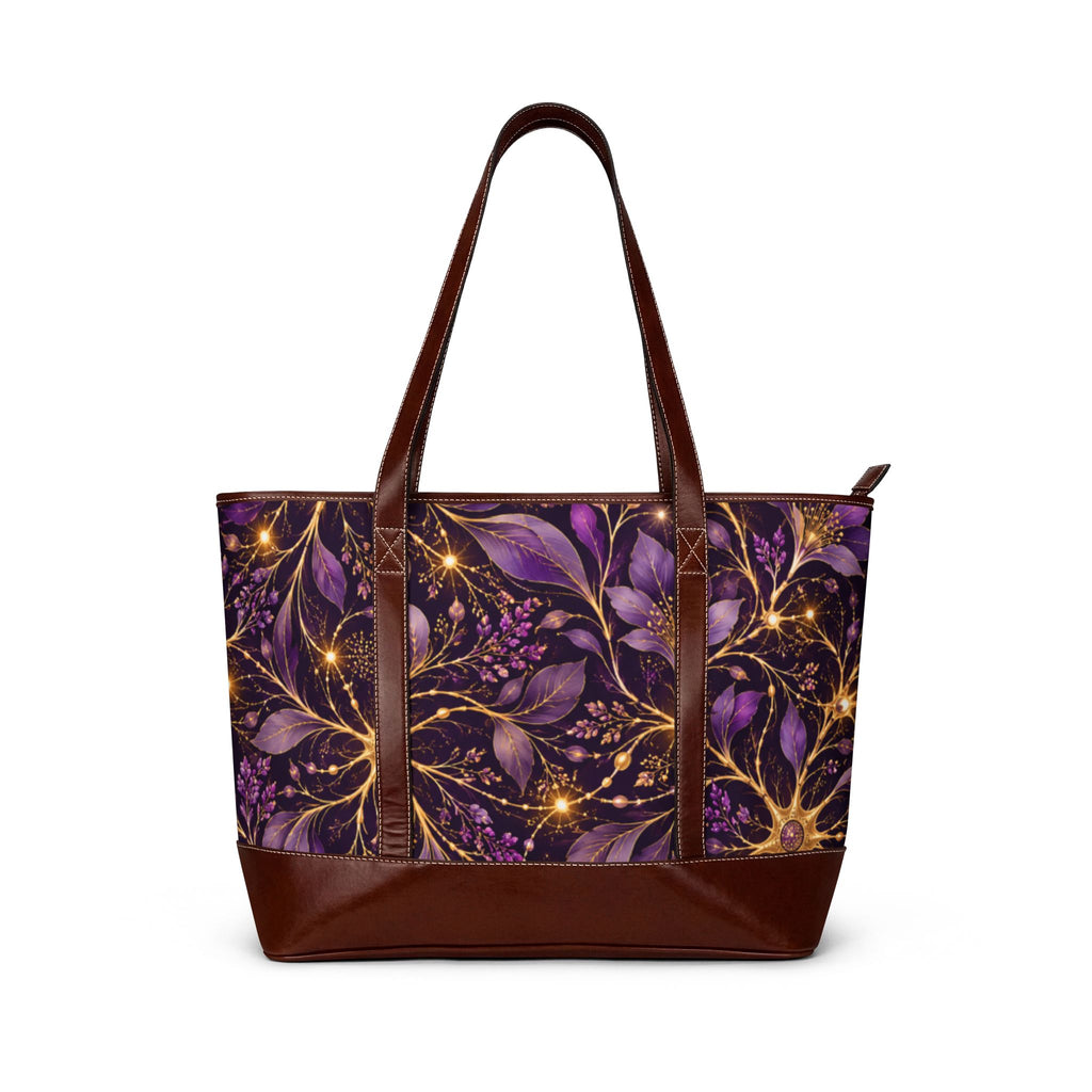 Beautifully Miswired Purple & Gold Neuron Floral Tote Bag | Epilepsy Awareness Handbag