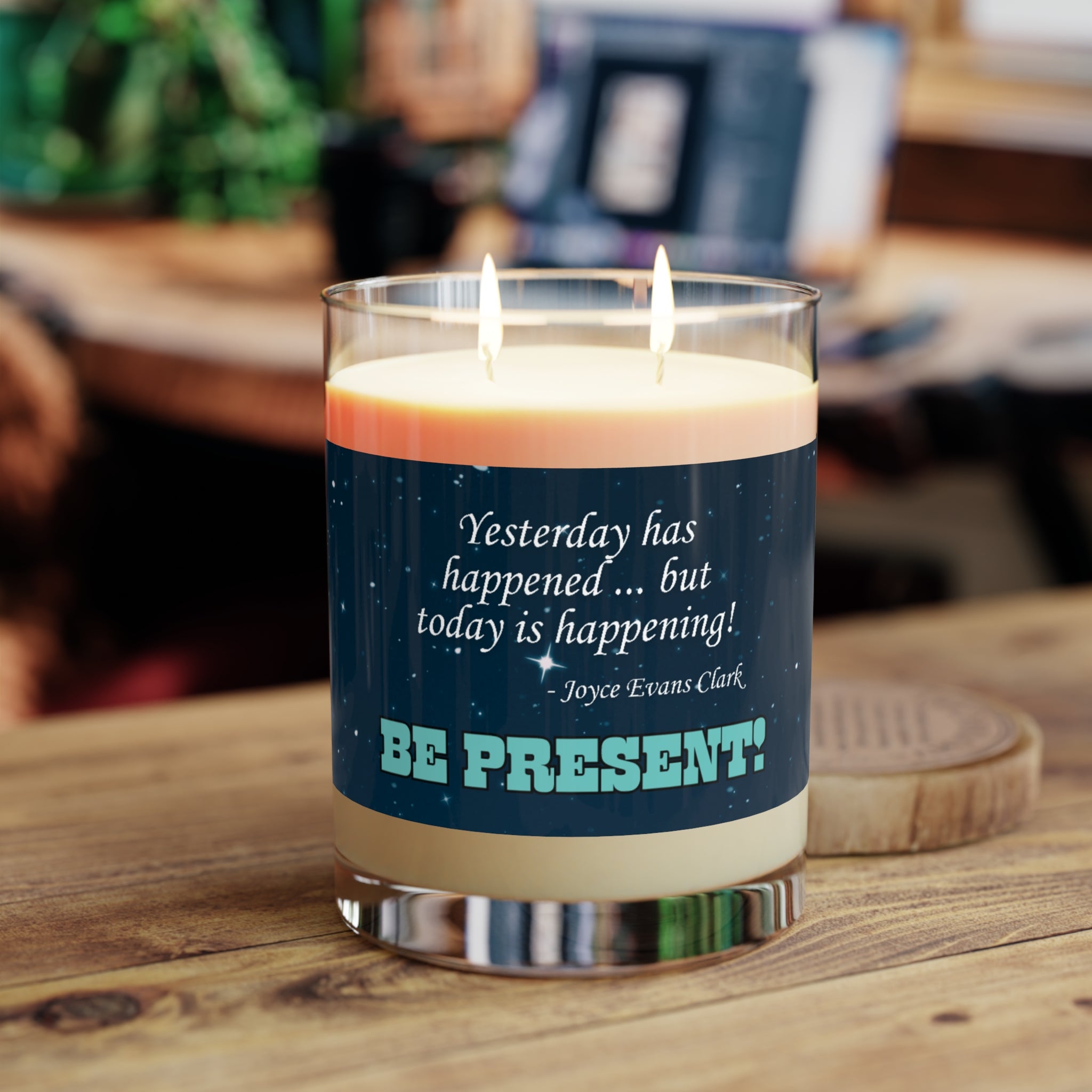 Photo depicting the ​Happening Scented Candle - Full Glass, 11oz from EpiAl's Shop.