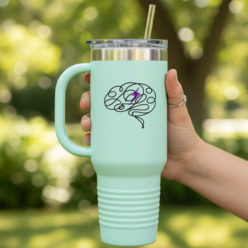 Abstract Brain Line Art 40oz Insulated Tumbler with Handle
