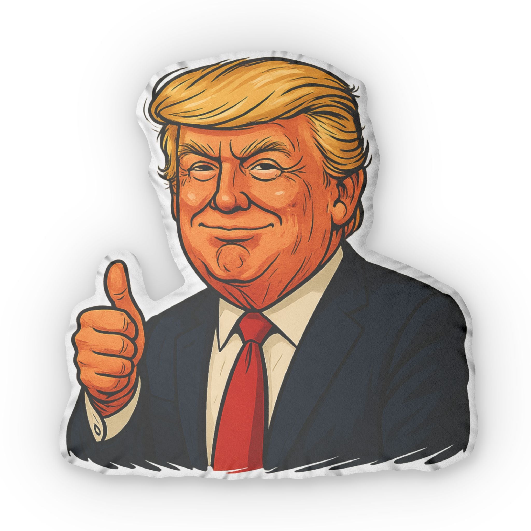 Politician Caricature Shaped Pillow — Double-Sided Silhouette Cushion