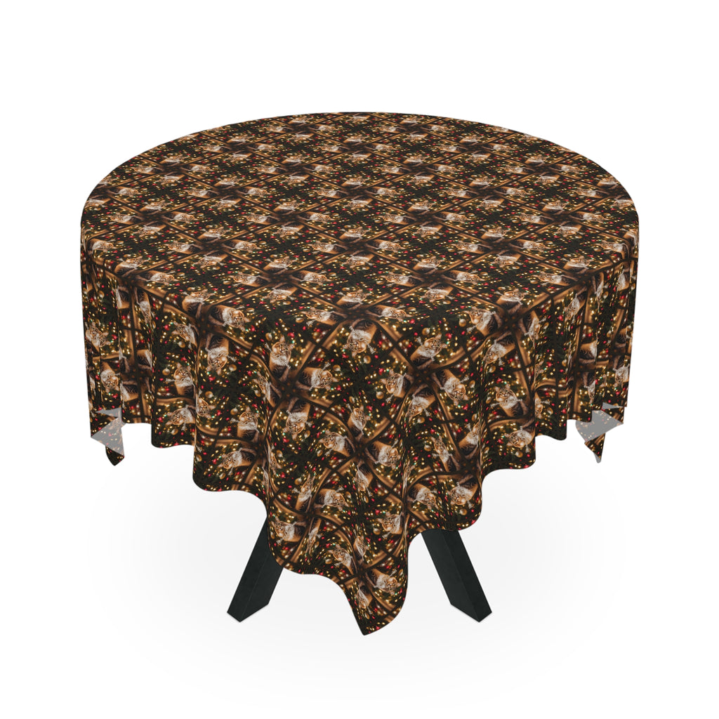 Meowy Christmas Tabby Tablecloth