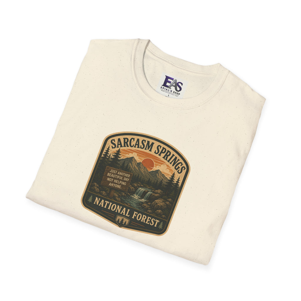 Sarcasm Springs National Forest Unisex T-Shirt | Funny Retro Outdoors Graphic Tee