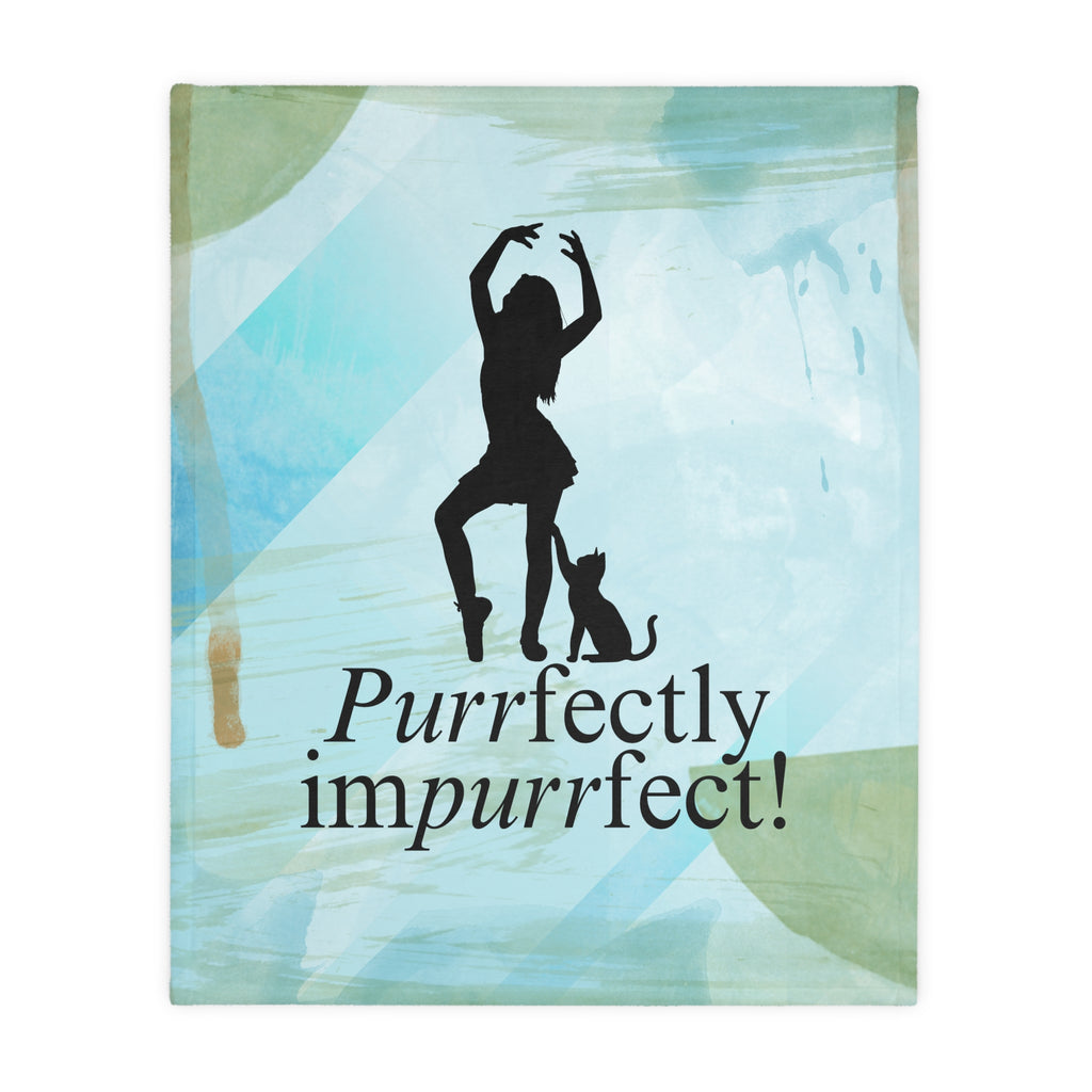 Purrfectly Impurrfect Velveteen Microfiber Blanket (Two-sided print)