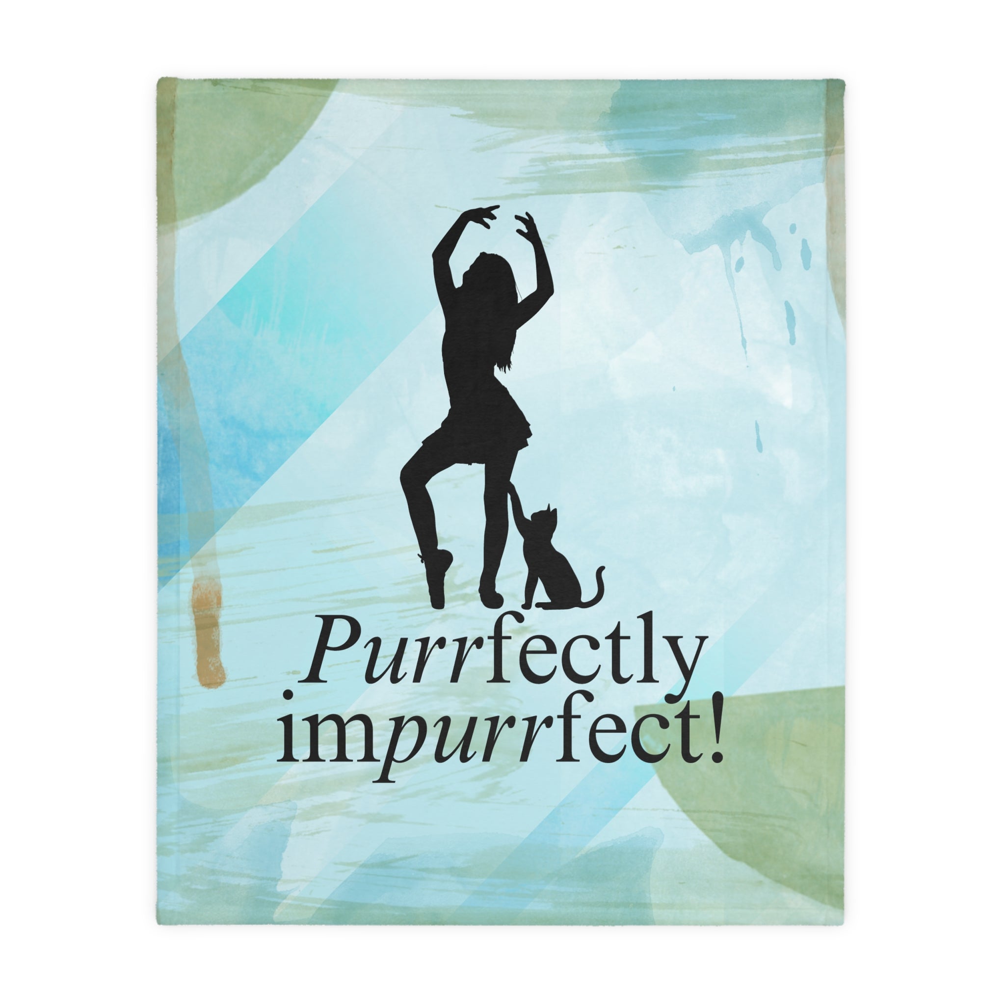Photo depicting the ​Purrfectly Impurrfect Velveteen Microfiber Blanket (Two-sided print) from EpiAl's Shop.