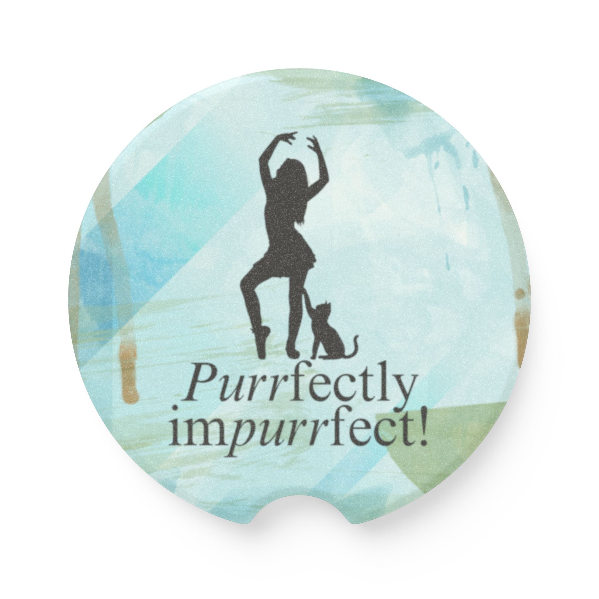 Photo depicting the ​Purrfectly Impurrfect Soapstone Car Coaster from EpiAl's Shop.