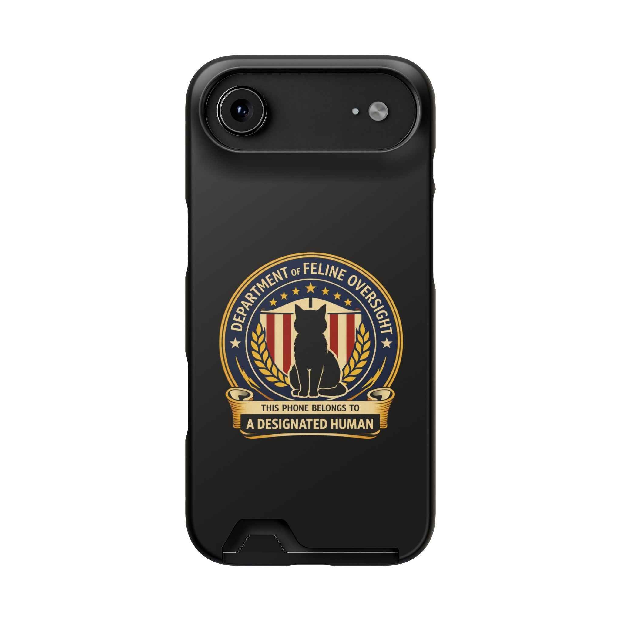 Department of Feline Oversight iPhone Case – “Designated Human” Official Seal, MagSafe Slim Case with Card Slot