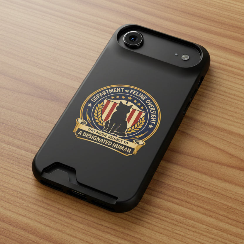 Department of Feline Oversight Samsung Galaxy Case – “Designated Human” Cat Seal, Slim Protective Case with Card Slot