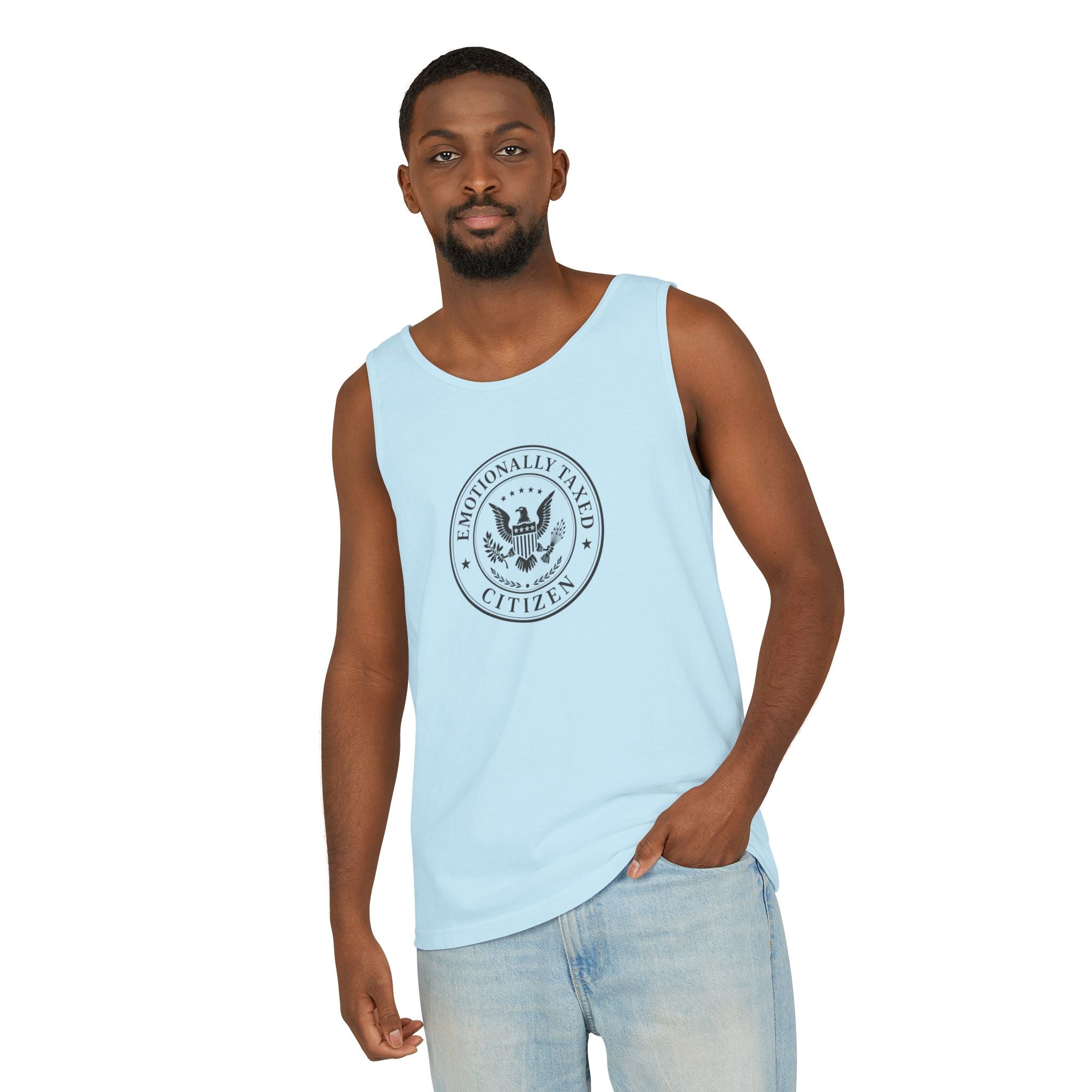 Emotionally Taxed Citizen Garment-Dyed Tank Top | Vintage Parody Cotton Tank