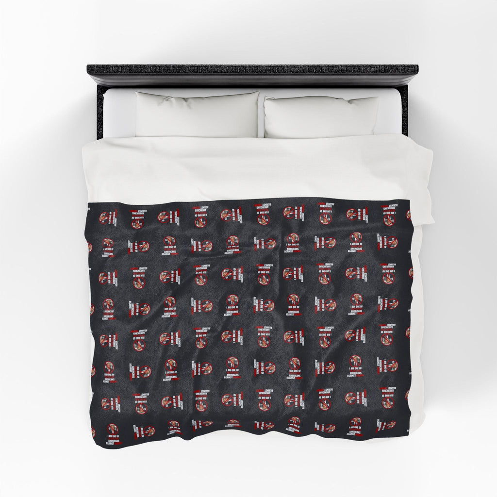 Cozy Velveteen Plush Blanket – Americans Against Trump Design Printify