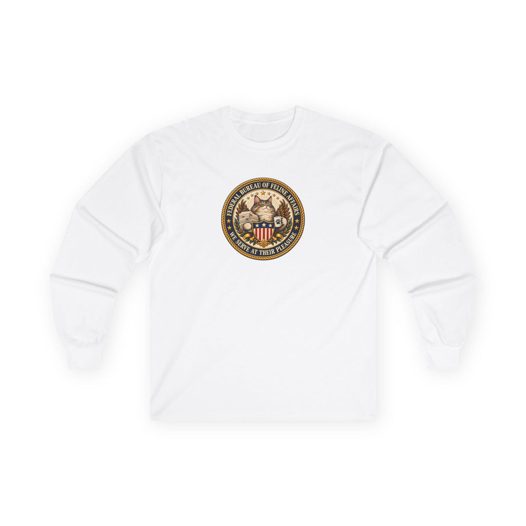 Federal Bureau of Feline Affairs Long Sleeve Shirt | Funny Cat Government Parody Tee