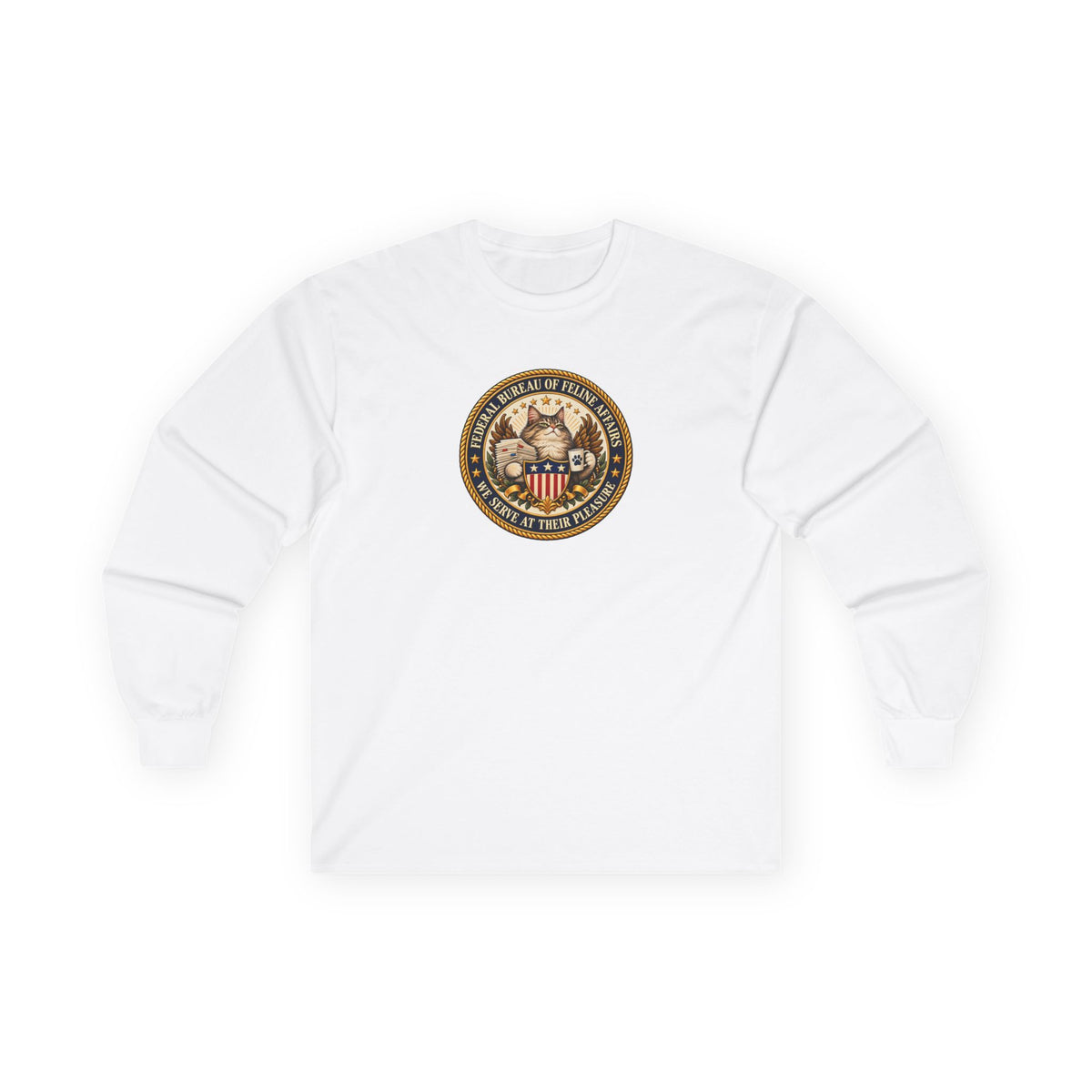 Federal Bureau of Feline Affairs Long Sleeve Shirt | Funny Cat Government Parody Tee