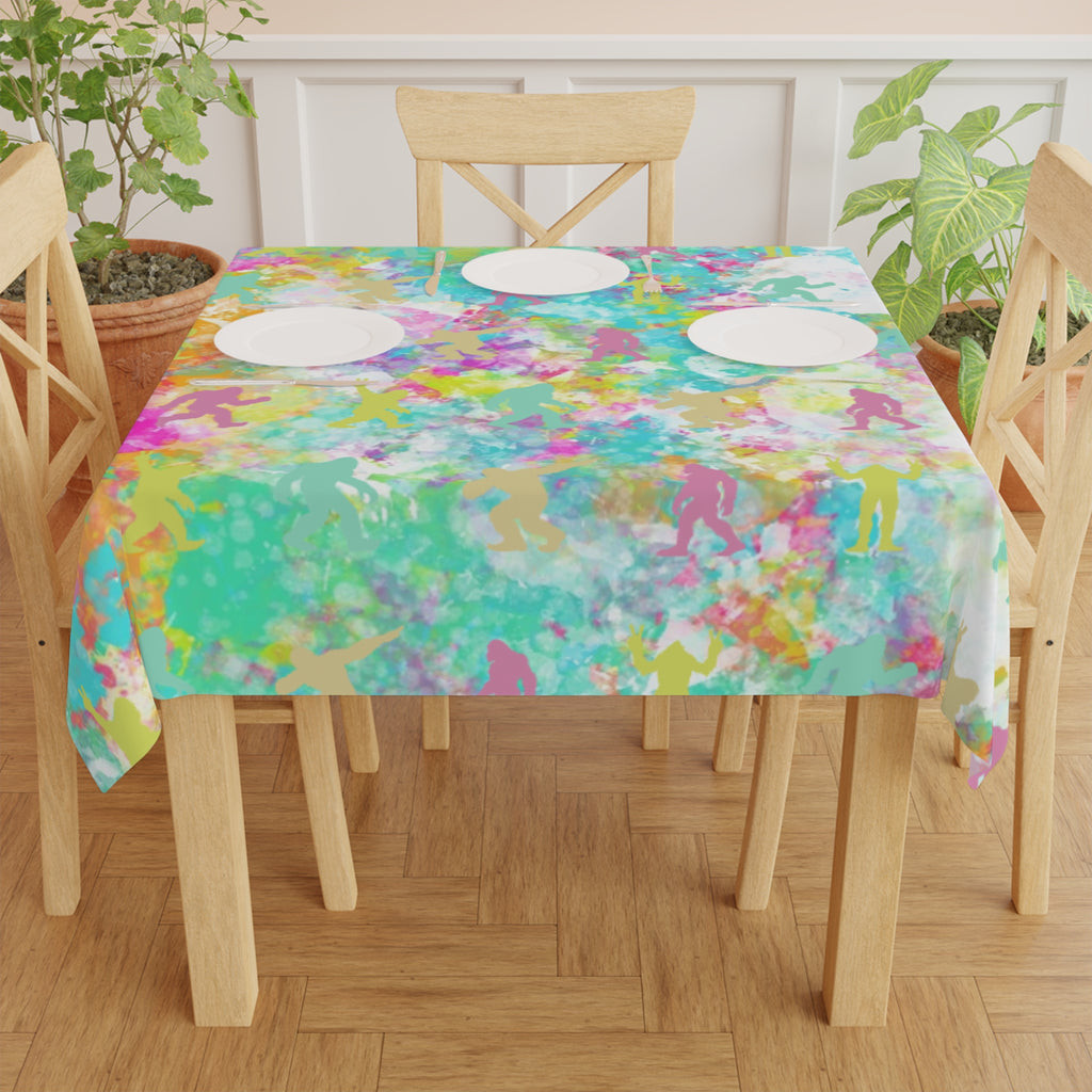 Hidden Bigfoot Psychedelic Watercolor Square Tablecloth