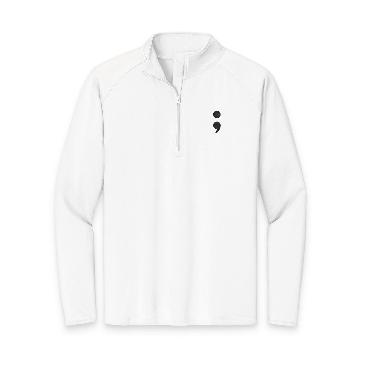 Semicolon Suicide Awareness Embroidered Quarter-Zip Pullover
