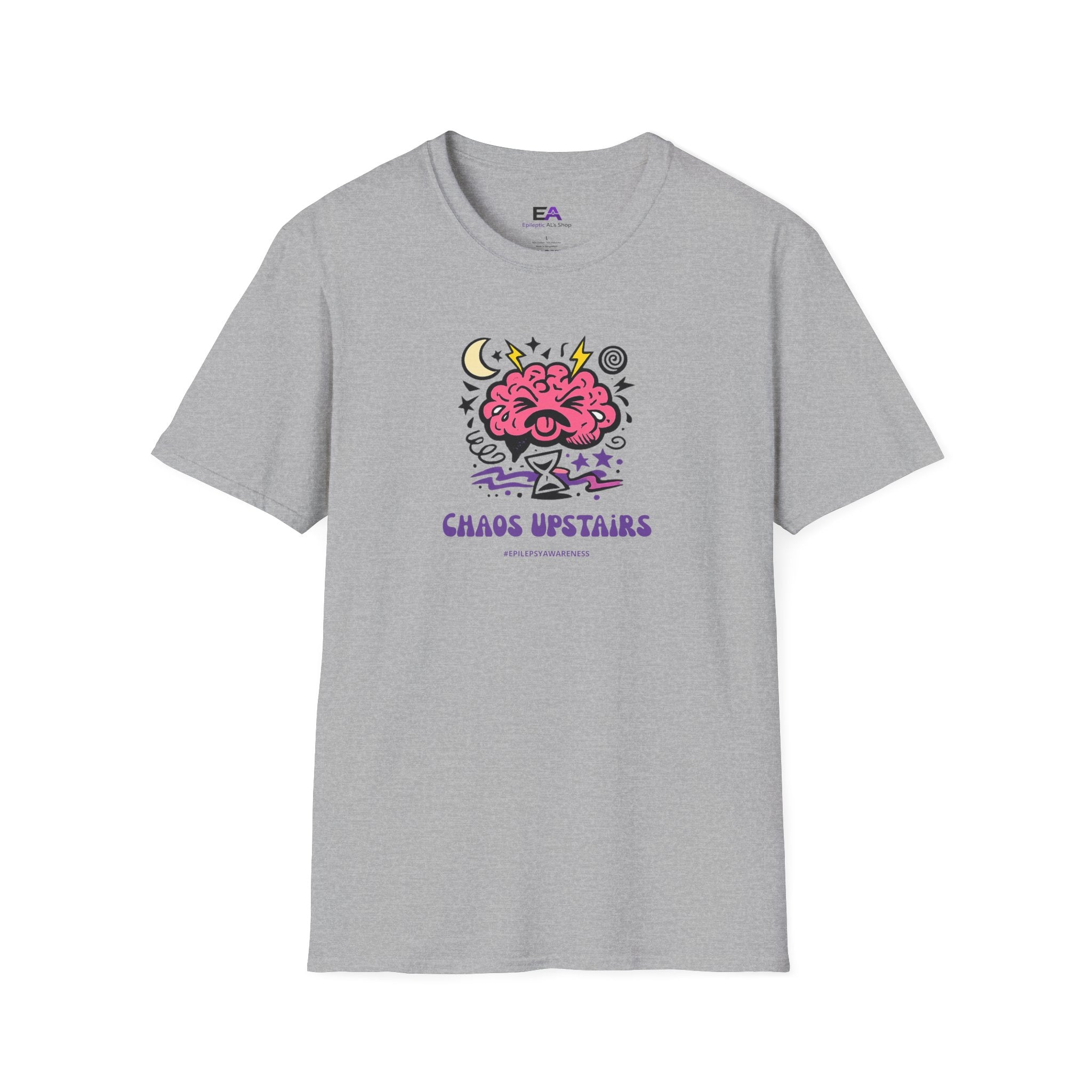 Chaos Upstairs Epilepsy Awareness T-Shirt | Funny Neurostrong Brain Graphic Tee