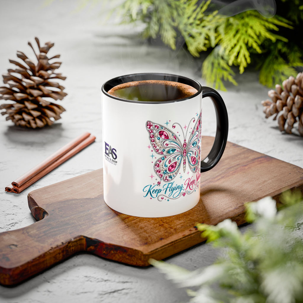 Keep Flying, Keep Shining Rhinestone Butterfly Mug (11oz & 15oz)