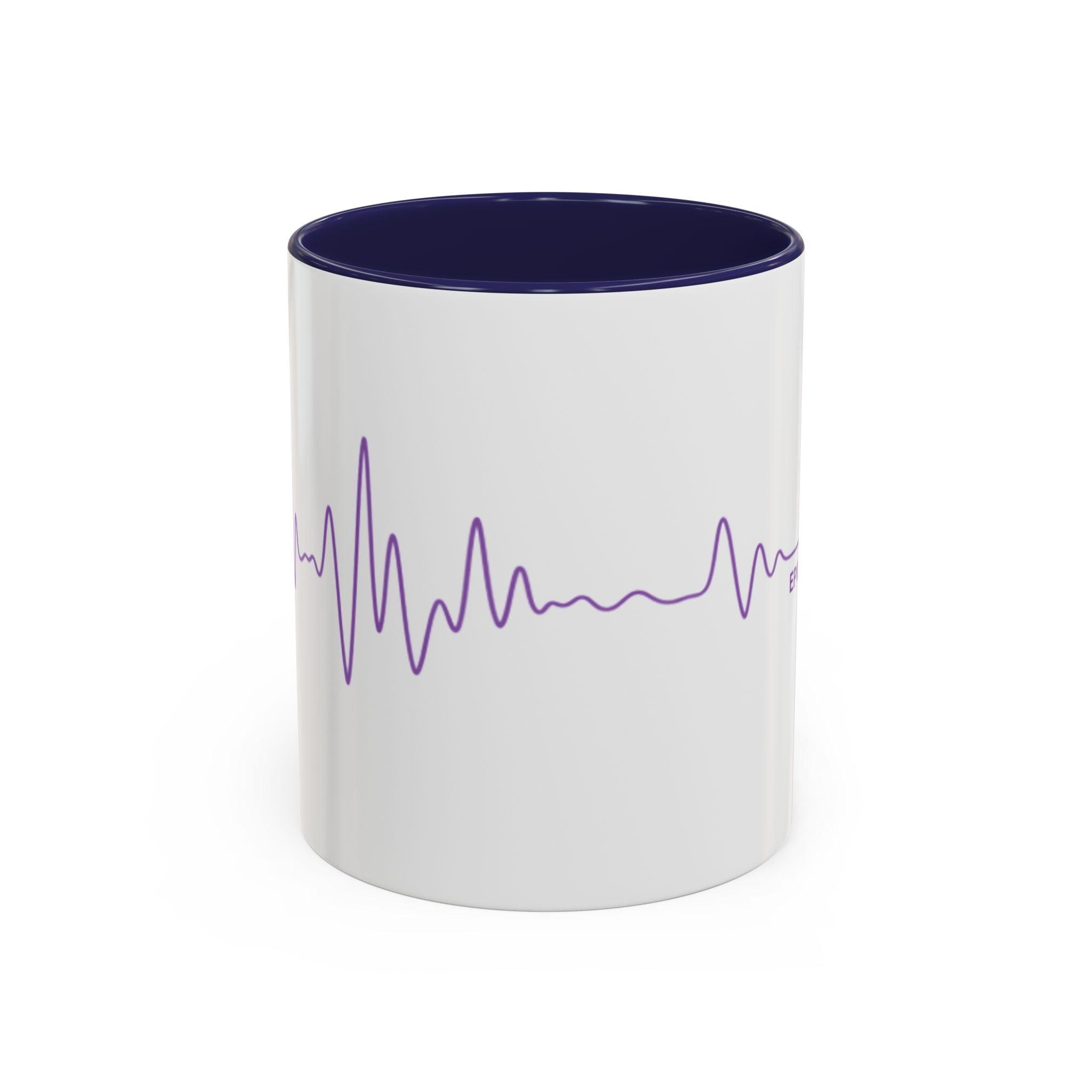 Epilepsy Awareness Accent Mug — Purple Heartbeat Design (11/15oz)