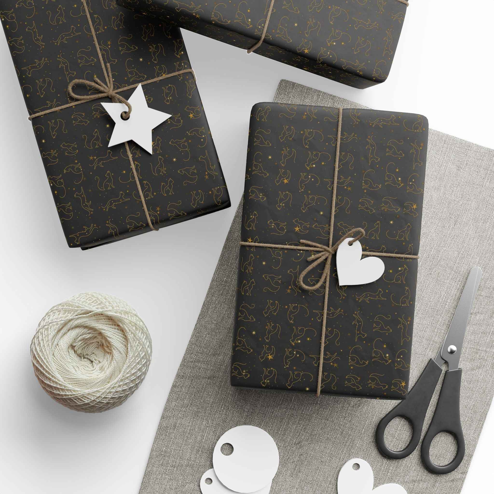 Gold Foil Line-Art Cats Gift Wrap – Elegant All-Purpose Wrapping Paper