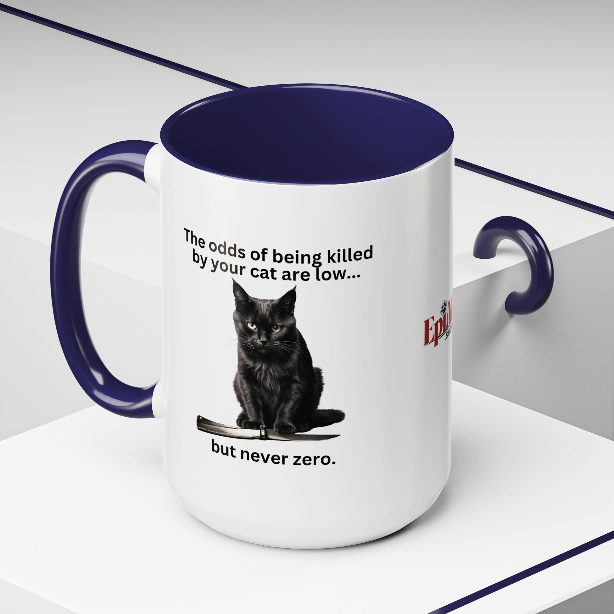 Photo depicting the ​Killer Cat Odds Accent Coffee Mug (11, 15oz) from EpiAl's Shop.