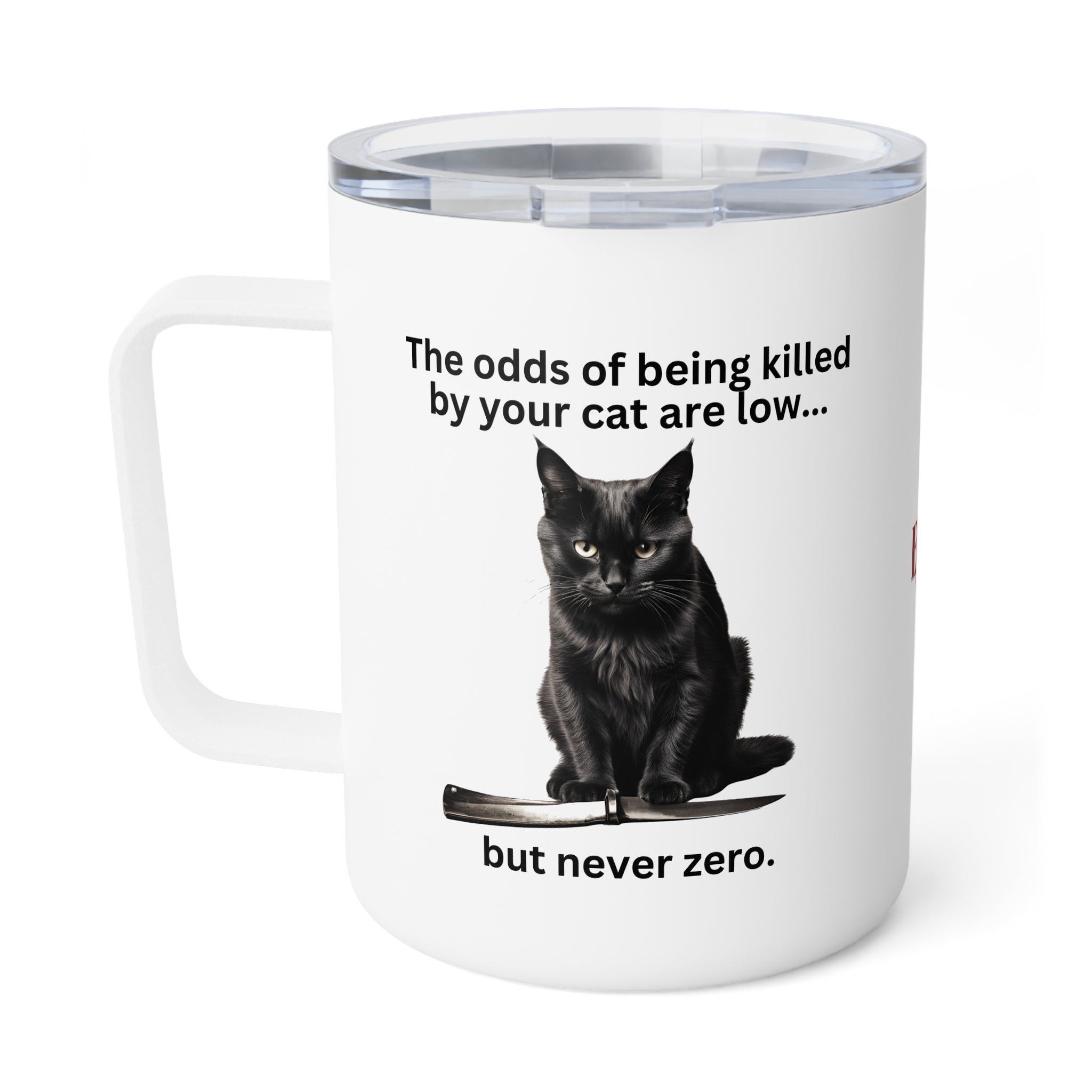 Photo depicting the ​Killer Cat Odds Insulated Coffee Mug, 10oz from EpiAl's Shop.