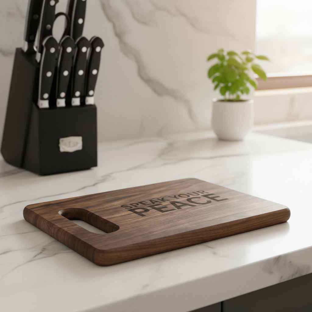 Engraved "Speak Your Peace" Wooden Cutting Board