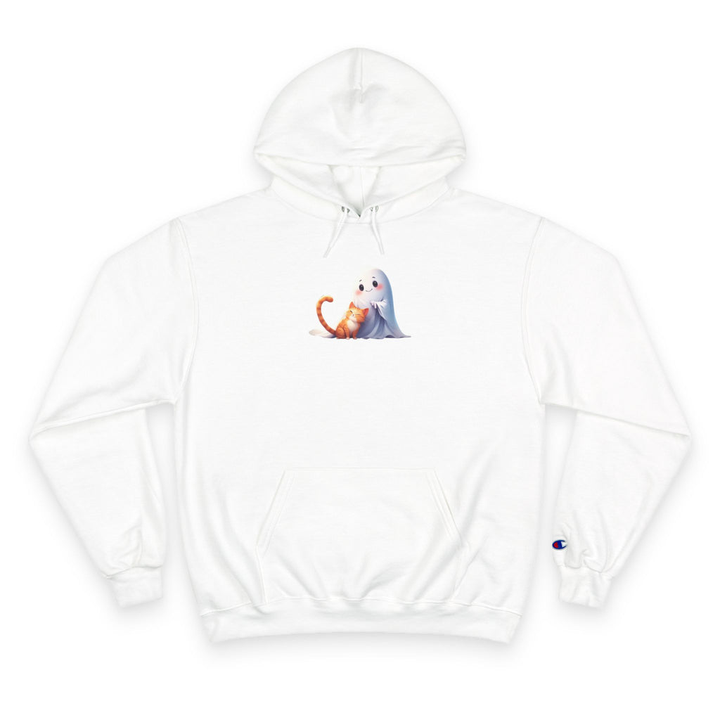 Cute Ghost & Kitty Champion Hoodie - Cozy Sweatshirt