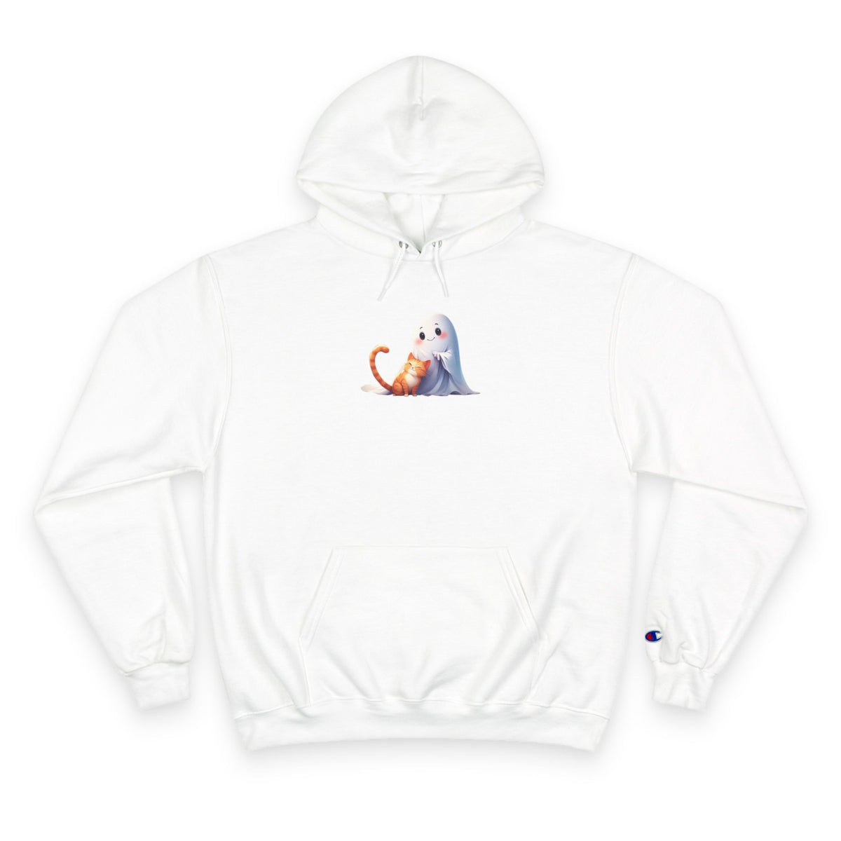Cute Ghost & Kitty Champion Hoodie - Cozy Sweatshirt