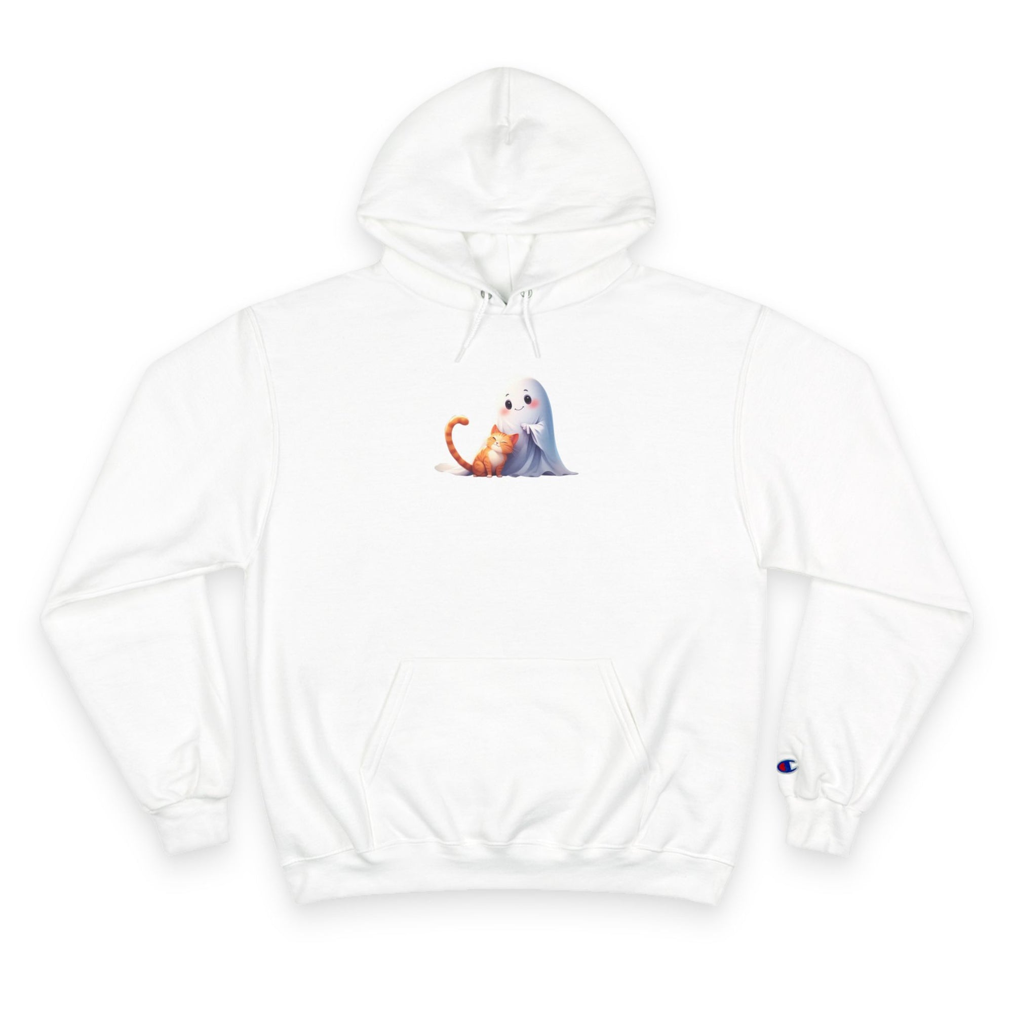 Cute Ghost & Kitty Champion Hoodie - Cozy Sweatshirt
