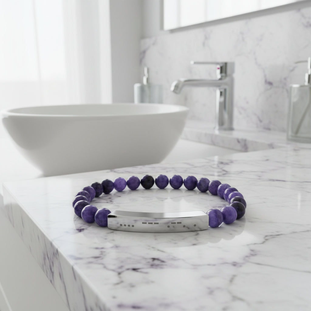 Purple Sodalite “HOPE” Morse Code Epilepsy Awareness Bracelet