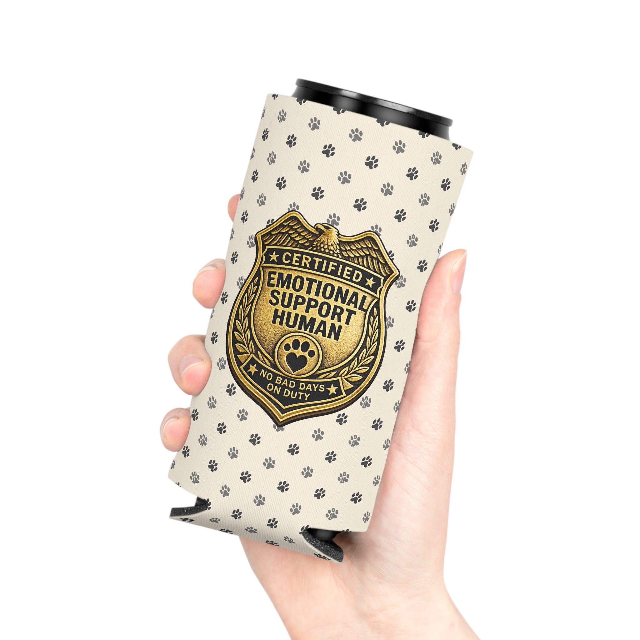 Certified Emotional Support Human Can Cooler | Funny Cat Lover Koozie