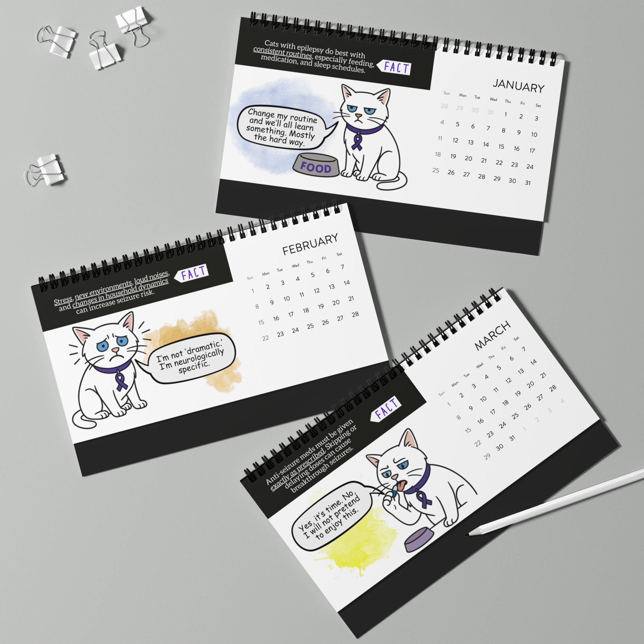 Watching the Signs: A Cat’s Year With Epilepsy Desktop Calendar (Epileptic AL)