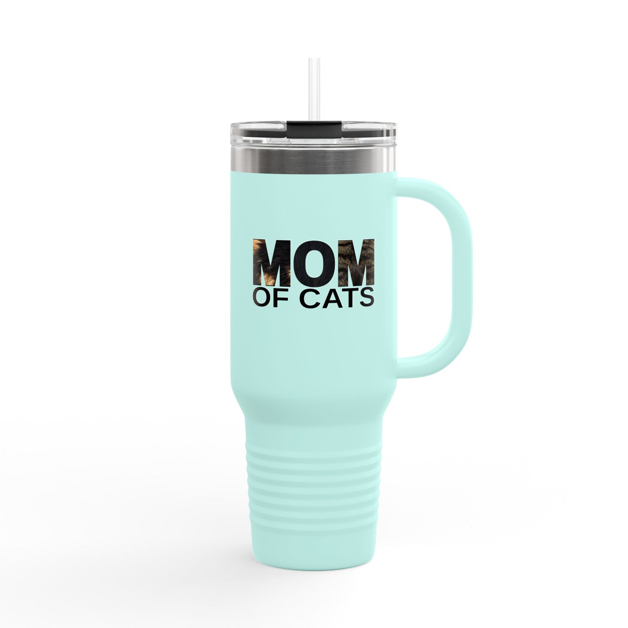 Mom of Cats Insulated Travel Mug - 40oz Coffee Tumbler for Cat Lovers